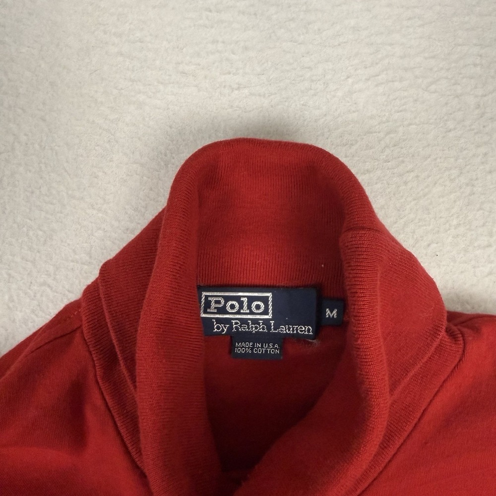 Vintage Polo Ralph Lauren Turtleneck Shirt M Red Cotton Made in USA - Picture 2 of 7